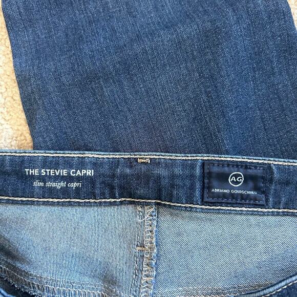 Adriano Goldschmied The Stevie Slim Straight Capri Dark Wash Blue Size 27 - Picture 8 of 10
